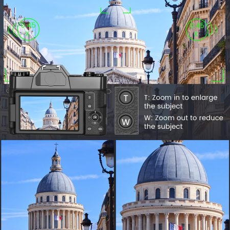2024 Upgrade VJIANGER Digital Camera for Photography 4K 56MP Vlogging Camera for YouTube with WiFi, 180° Flip Screen, 16X Digital Zoom, 52mm Lens, 2 Batteries, 32GB Micro SD Card(Black) - Image 4